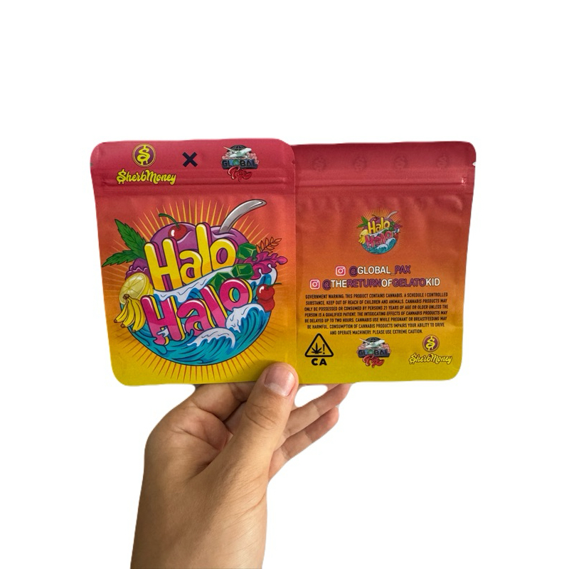 High Quality Mylar Zip Bag Packaging 3.5gr SherbMoney Halo Halo Smell Proof Water Proof