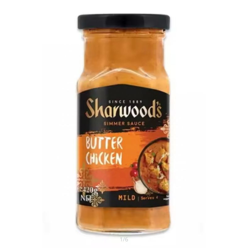 Butter Chicken Cooking Sauce (Sharwood's Brand) 420g - บัตเตอร์ชิกเก้น คุกกิ้งซอส (ซอสปรุงอาหาร) ตรา ชาร์วูด 420 กรัม.
