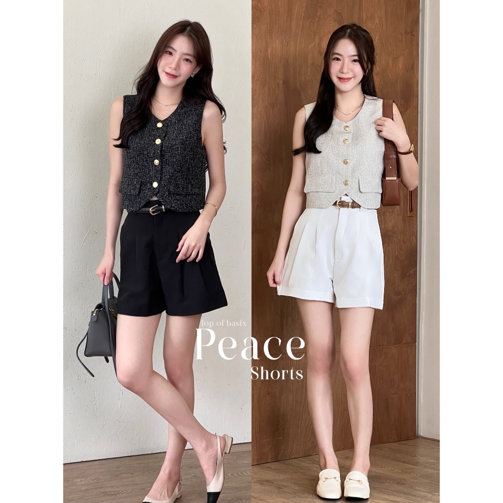 TOPBASIX - Peace shorts กางเกงขาสั้น ทรงเอวสูง