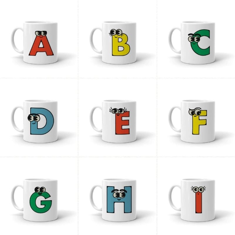ABC FUNNY MUGS 👀แก้วมัคสกรีนตัวอักษร A-Z