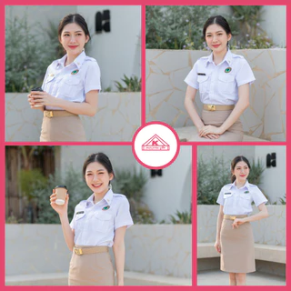 ชุดพนักงานกระทรวงสาธารณสุขหญิงพร้อมโลโก้ คอเชิ้ตแขนสั้น+กระโปรง (ขายแยกชิ้น)