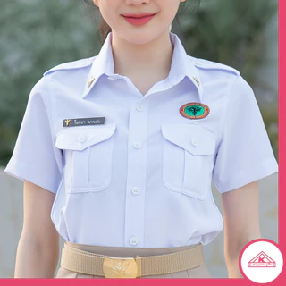 ชุดพนักงานกระทรวงสาธารณสุขหญิงพร้อมโลโก้ คอเชิ้ตแขนสั้น+กระโปรง (ขายแยกชิ้น)