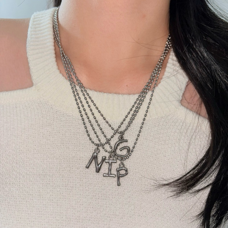 Piing me Stainless steel with Alphabet Pendant Necklace | สร้อยคอสแตนเลสพร้อมจี้ตัวอักษร