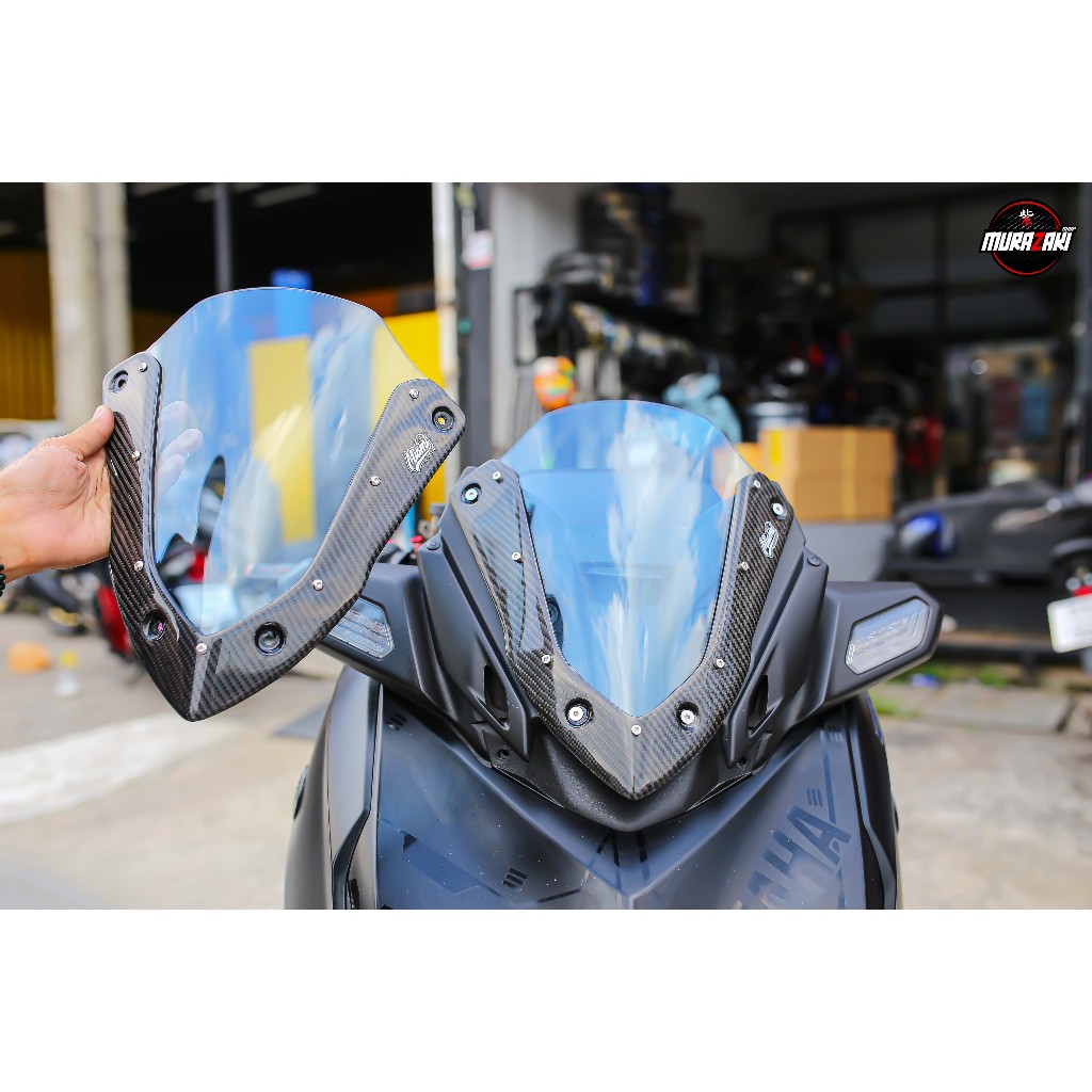 ชิวหน้า XMAX300 MIAMI AEROWORKS ชิวสีฟ้าไฮบริดเพียวคาร์บอน