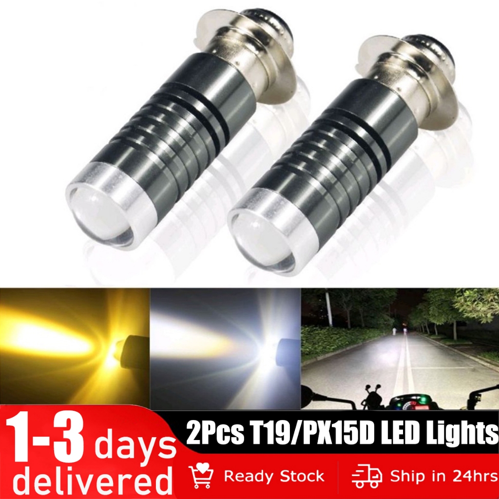 [แพ็คเกจข้อเสนอ] 2 ชิ้นไฟหน้ารถจักรยานยนต์ไฟ LED หลอดไฟ P15D T19 สปอตไลท์มอเตอร์ลำแสงสองสี