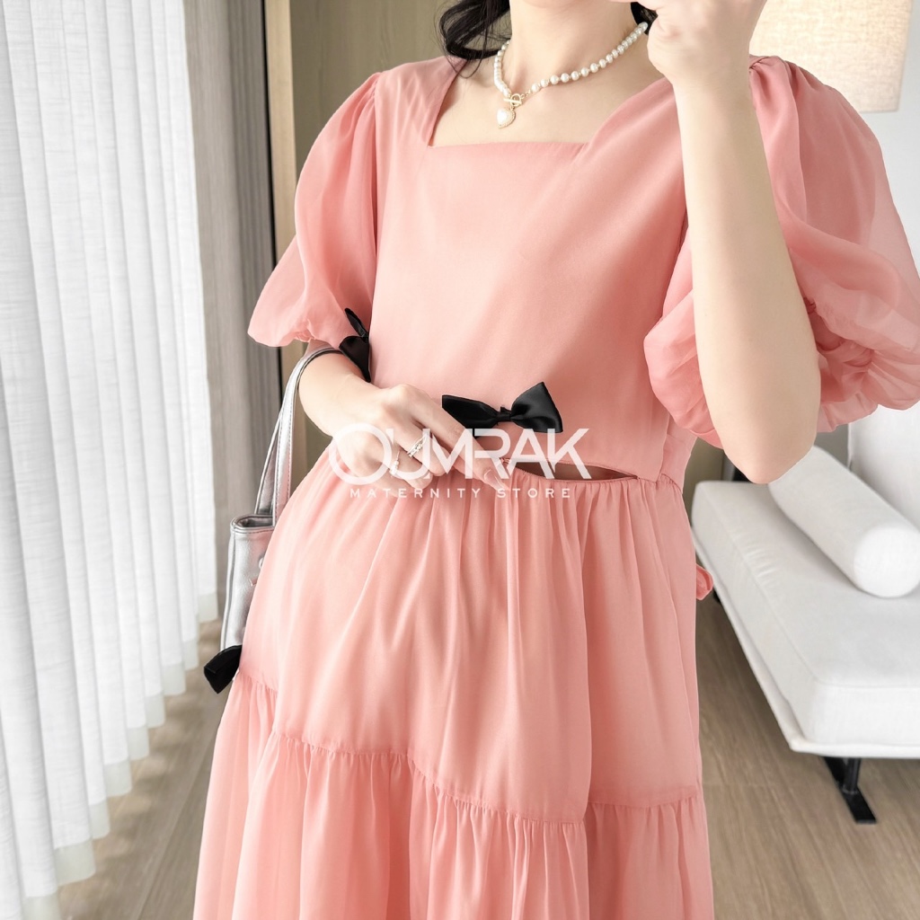 AA3782 ( เชือกผูก + ให้นมได้ + มีซับใน ) ชุดเดรสคลุมท้องสไตล์เกาหลี - รูปที่ 2
