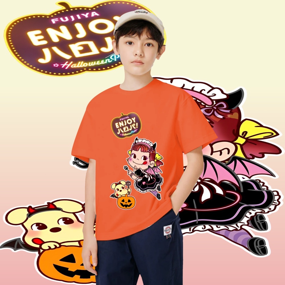 เสื้อยืดเด็ก Peko-chan and Fujiya Halloween Children's Tshirt ผ้าฝ้ายเนื้อนุ่ม มี  ชุดเด็กฮาโลวีน 10