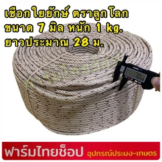 เชือกใยยักษ์ ตราลูกโลก จำหน่ายเป็นกิโล มีขนาด 4,5,6,7,8,9 10,12 มิล ให้เลือก (จำหน่ายเป็นกิโล ความยาวต่อ 1 กิโล)