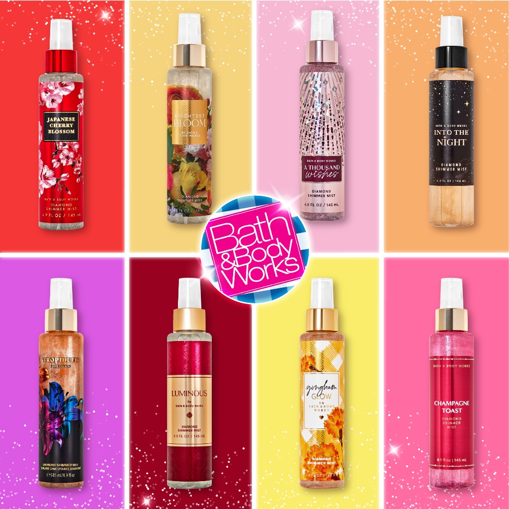 ✨ Bath & Body Works Shimmer Mist ✨  🌟 เพิ่มเสน่ห์ด้วยละอองแวววาวที่มาพร้อมกลิ่นหอมที่ติดทนนาน 🌟 ขนาด 145ml