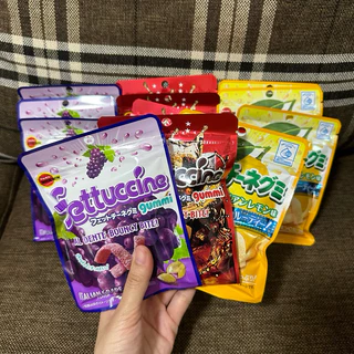EXP 11/26 : Bourbon Fettuccine Gummi เบอร์บอนวุ้นเจลลาตินรสองุ่น โคล่า เลม่อน 🍇🍋[พร้อมส่ง] เยลลี่ กัมมี่ เยลลี่องุ่น