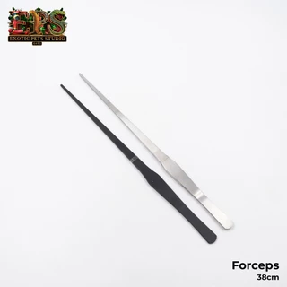Forceps ฟอร์เซปปลายตรงและปลายงอ สีดำและสีเงิน ขนาด 27 cm. / 38 cm. ที่คีบสแตนเลส ปากคีบสแตนเลส