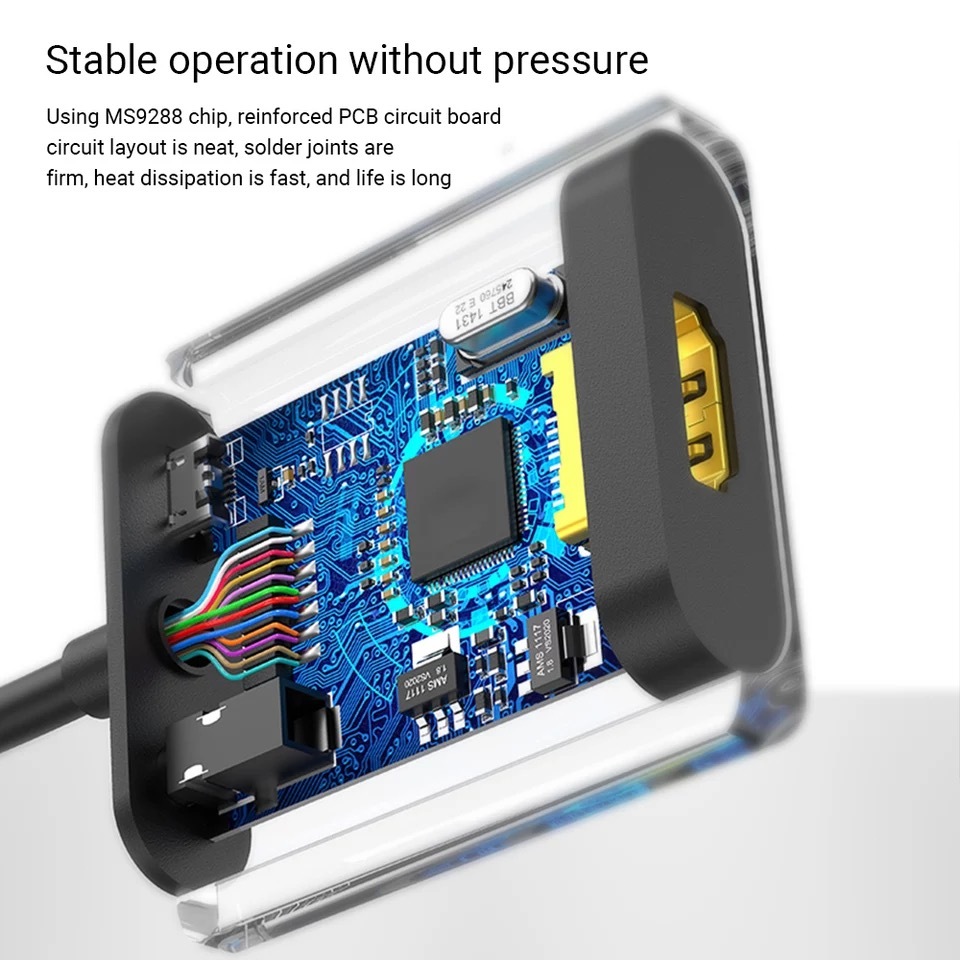 ⚡ส่งจาก กทม⚡Jasoz VGA To HDMI Adapter อะแดปเตอร์ HDMI มาพร้อมสายไฟ และสายสัญญาณเสียง ขนาด 3.5 มม.