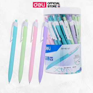 ปากกาลูกลื่น Deli ปากกาหมึกน้ำเงิน 0.7 มม. (แพ็คกระปุก 50 ด้าม) มีให้เลือก 3 รุ่น เขียนลื่น