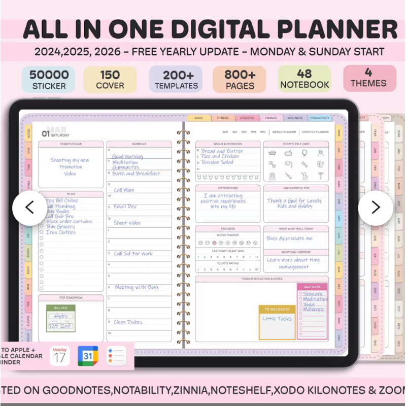 Digital planner goodnotes all in one นักวางแผนดิจิทัล 2024/2025