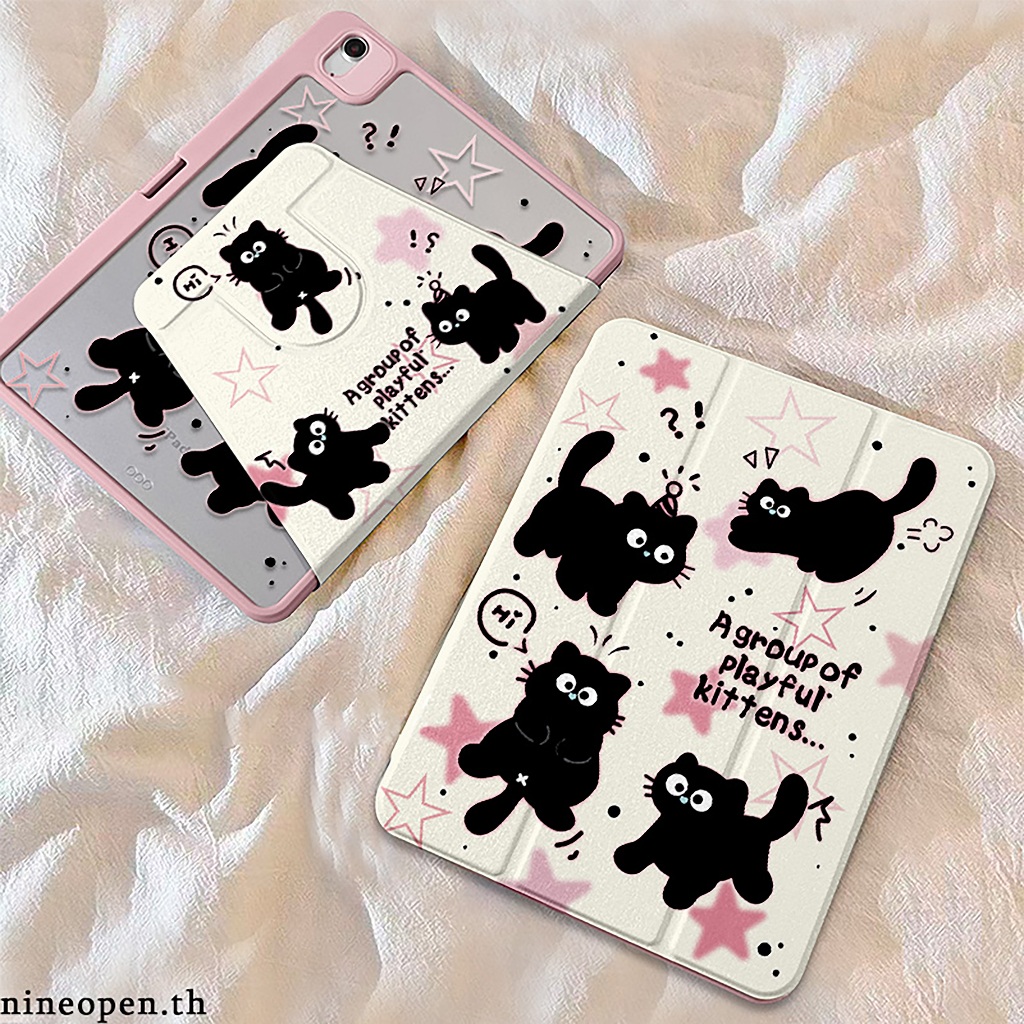 ⚡พร้อมส่ง⚡เคสiPadหมุน 360° Air8 11 Gen12 Air6 Star Black Cat ที่ใส่ปากกา Air7 11/13 Gen9 Gen10 Gen11