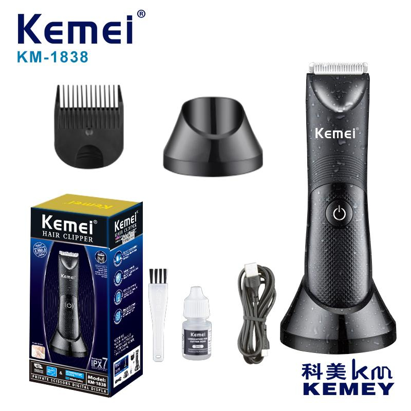 Kemei KM-1838 ปัตตาเลี่ยนตัดผม กันน้ํา แห้ง เปียก รักแร้ ร่างกาย มีดโกนหนวด ล้างทําความสะอาดได้ ชาร์จไฟได้