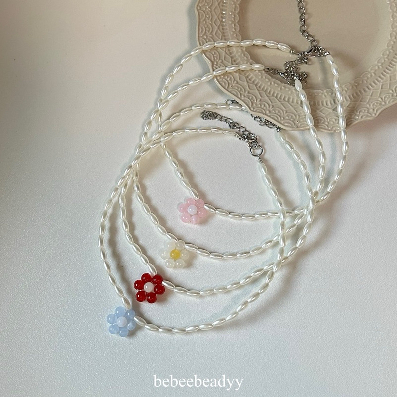 สร้อยลูกปัด จี้ดอกไม้ 🌺🎧⭐️ | สร้อยมุก