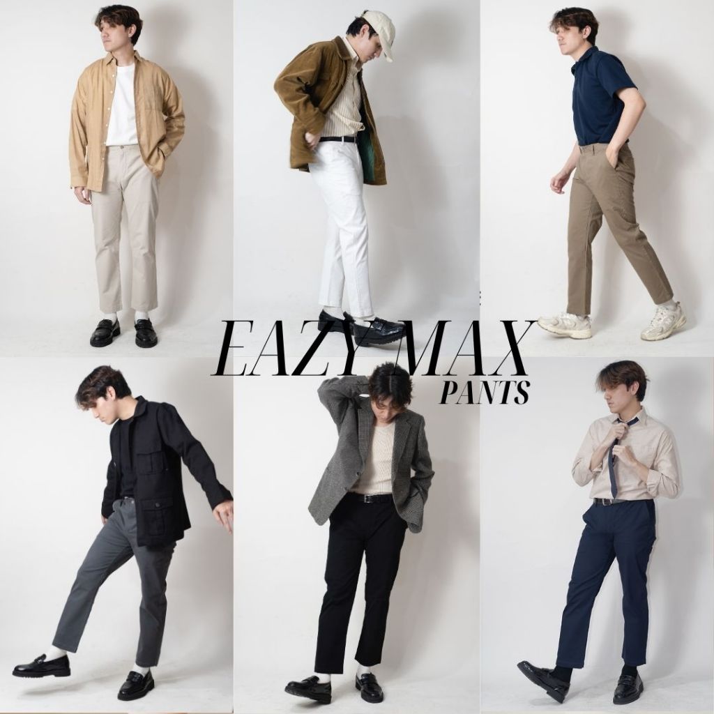 CU กางเกงขาเต่อ ( เอวยืด + ผ้ายืด ) กางเกงเอวยืด ชิโน ขาเต่อ Chino 5ส่วน : รุ่น Ezy Max Ankle Pants