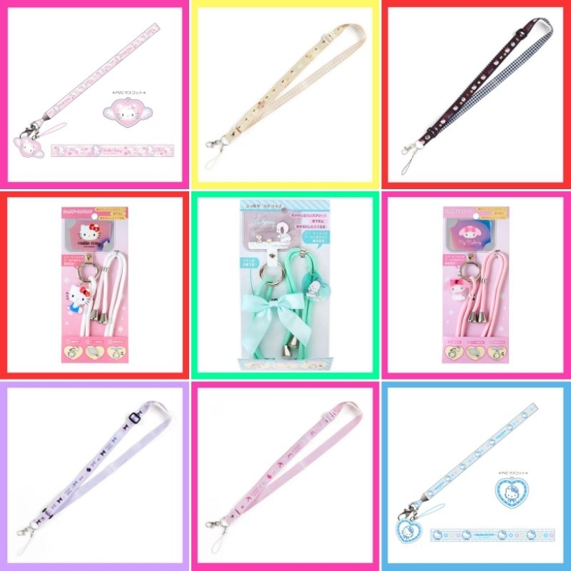 🧡 แท้ 100% สายคล้องคอ Sanrio สายห้อยคอ Sanrio Lanyard 💜 สายห้อยมือถือ