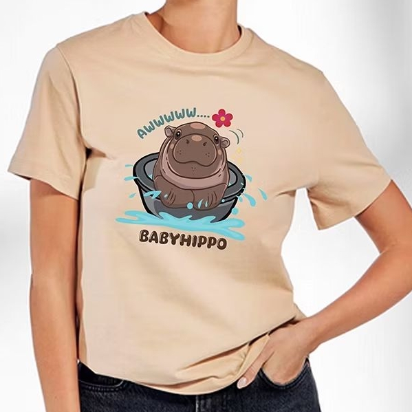 เสื้อครอบครัว moo deng หมูเด้ง ฮิปโป baby hippo มาแรง ผ้ายืดคอนตอลอย่างดี