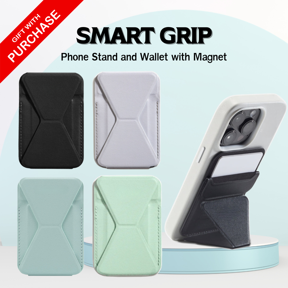 [สินค้าฟรี] SMART GRIP Magnetic card wallet and stand เก็บบัตรและขาตั้งโทรศัพท์มือถือ