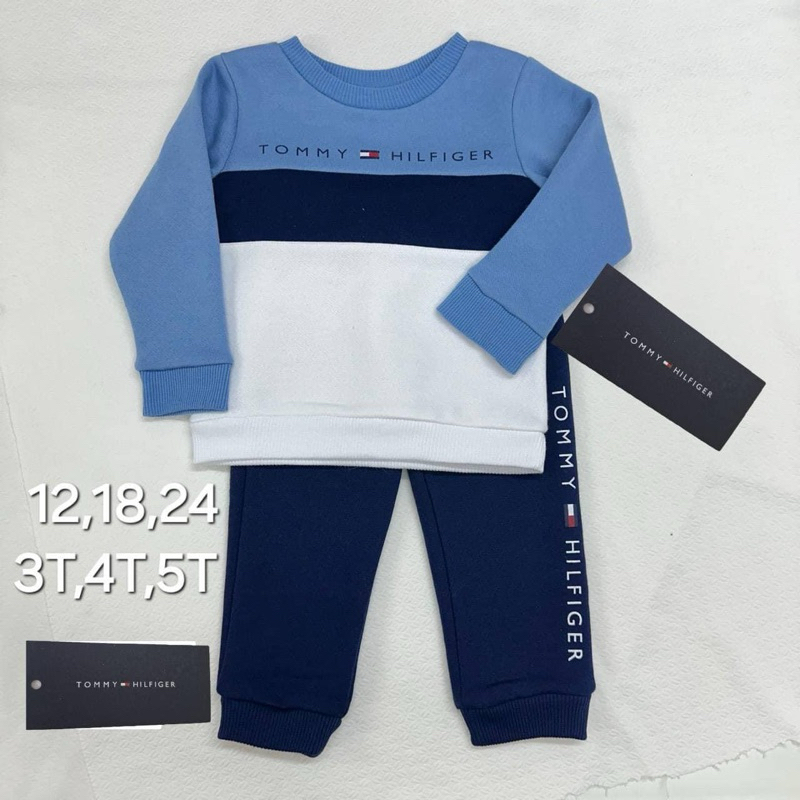ชุดเชตเสื้อแขนยาวเด็กชายสีฟ้า งานTOMMY