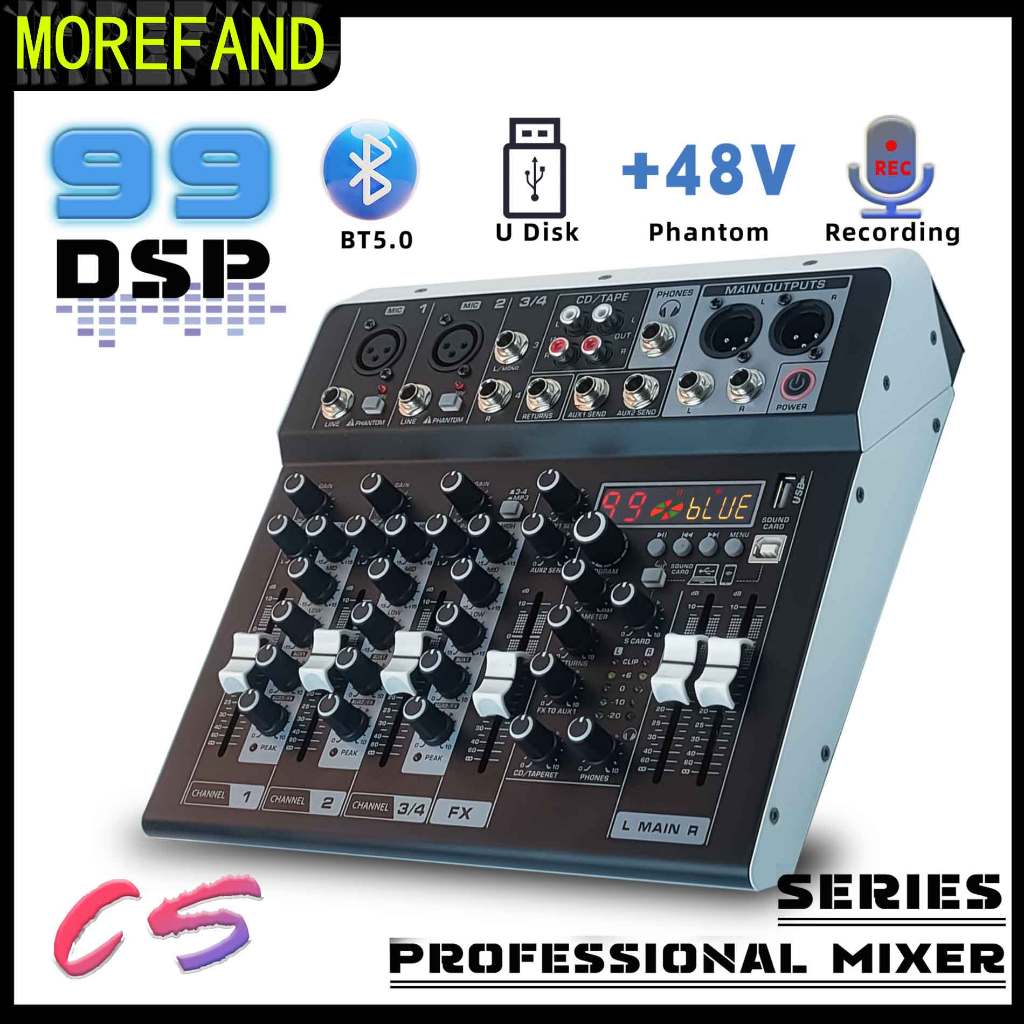 mixer 4 channel เครื่องผสมเสียงแบบดีเจรองรับ BLUETOOTH / USB /พีซี/อุปกรณ์ MP 3 การถ่ายทอดสดแอมป์เสียง