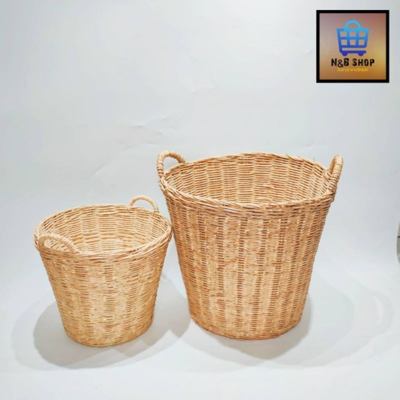 ယက်ထည် (Rattan) ခြင်း/အဝတ်ထည့်ခြင်း—ကြမ်းကြမ်းတမ်းတမ်း ခိုင်ခံ့ပြီး အသုံးများ (အရွယ် ၂ မျိုးရွေးချယ်)