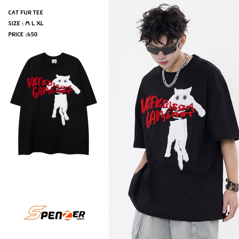 [พร้อมส่ง] Spenzer.street | Cat fur โอเวอร์ไซส์ เสื้อผ้าสตรีท เนื้อผ้าดี ทันกระแส unisex 2024 ขายดี