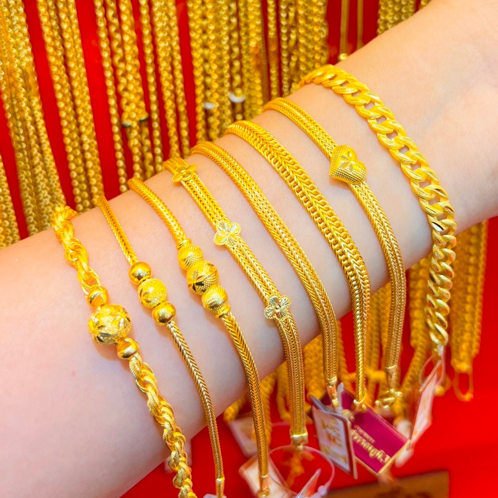 ผ่อน 0% สูงสุด 10 เดือน ข้อมือทองคำแท้ 1 สลึง ลายเกลียวโปร่ง ขั้นแก้ว ขั้นลา ทองคำแท้ 96.5% (3.8กรัม) เลือกลายได้ทุกลาย