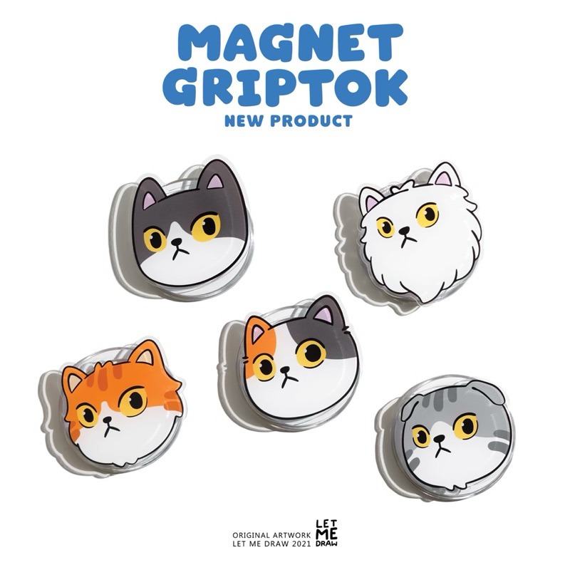 Magnet Griptok ลายแมว แบบแม่เหล็กติดหลังโทรศัพท์ **ใช้คู่กับเคสแบบ Magsafe เท่านั้น**