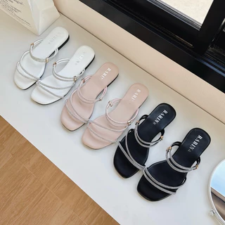 Rarin รุ่น [ Jayda ] 36 - 41 รองเท้าแตะพื้นนุ่ม สายเพชร ใส่ได้ 2 แบบ **เท้าเรียวลดไซส์**