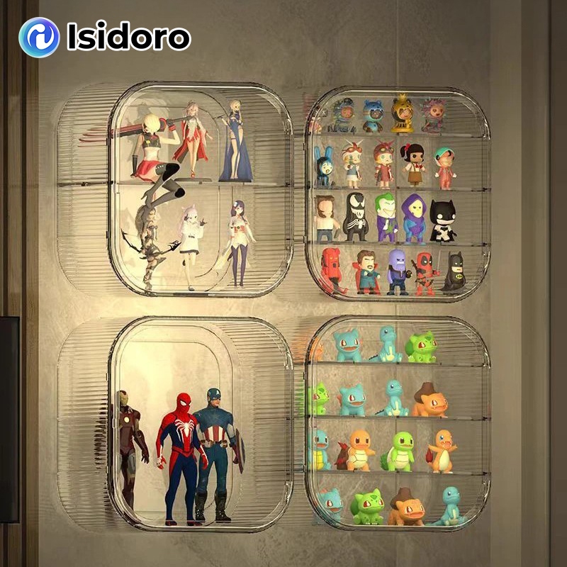 lsidoro กล่องจัดเก็บโมเดล โปร่งใส แบบติดกับผนัง บับเบิ้ลมาร์ท จัดเก็บสิ่งของขนาดเล็ก กล่องโปร่งใสมองเห็นได้ชัด