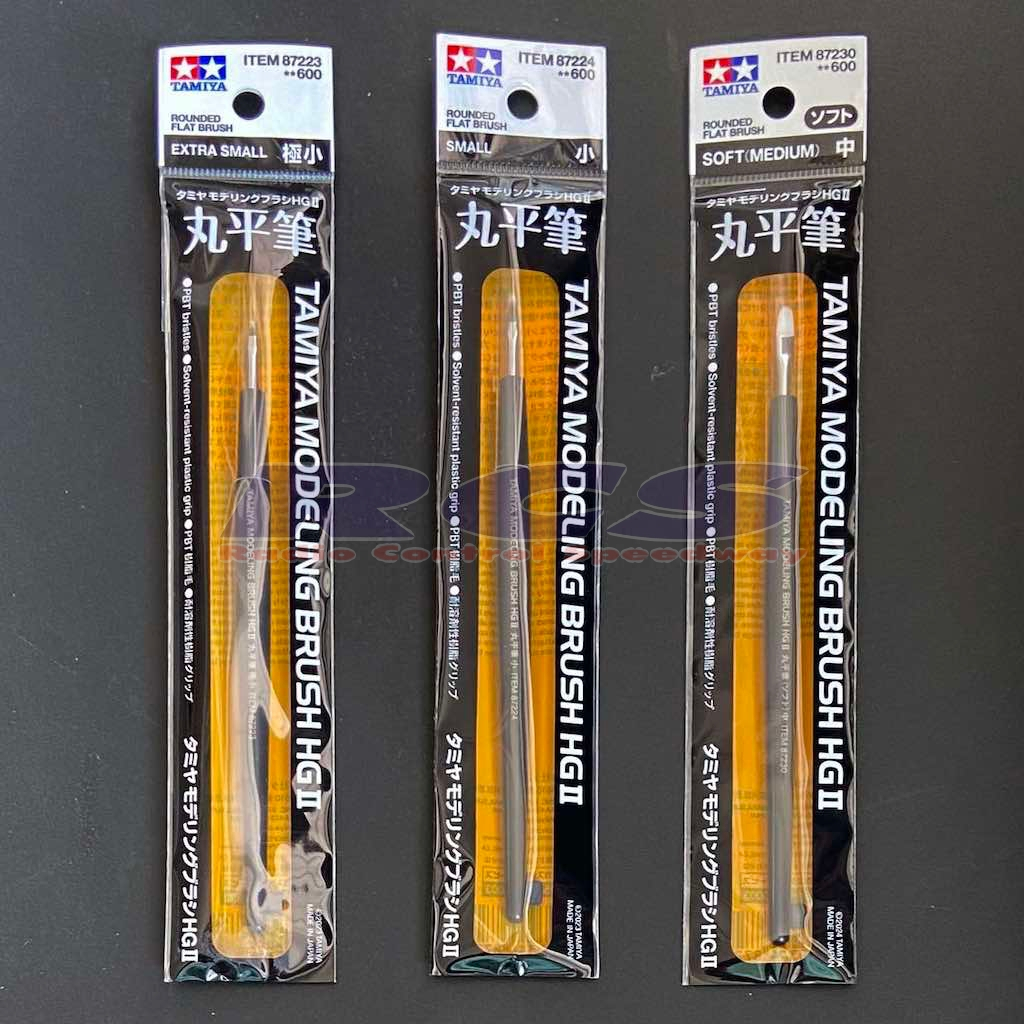 TAMIYA MODELING ROUNDED FLAT BRUSH HG II PBT bristles 87223 87224 & 87230 ห่อ 1ชิ้น