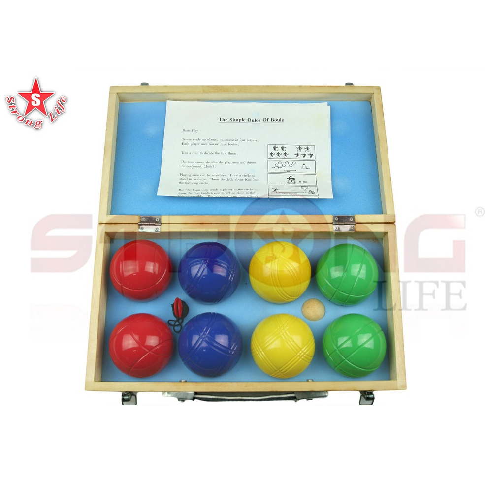 SKA ลูกเปตองพร้อมกล่องไม้ 1ชุด มี 8ลูก คละสี  ลาย 1- 4