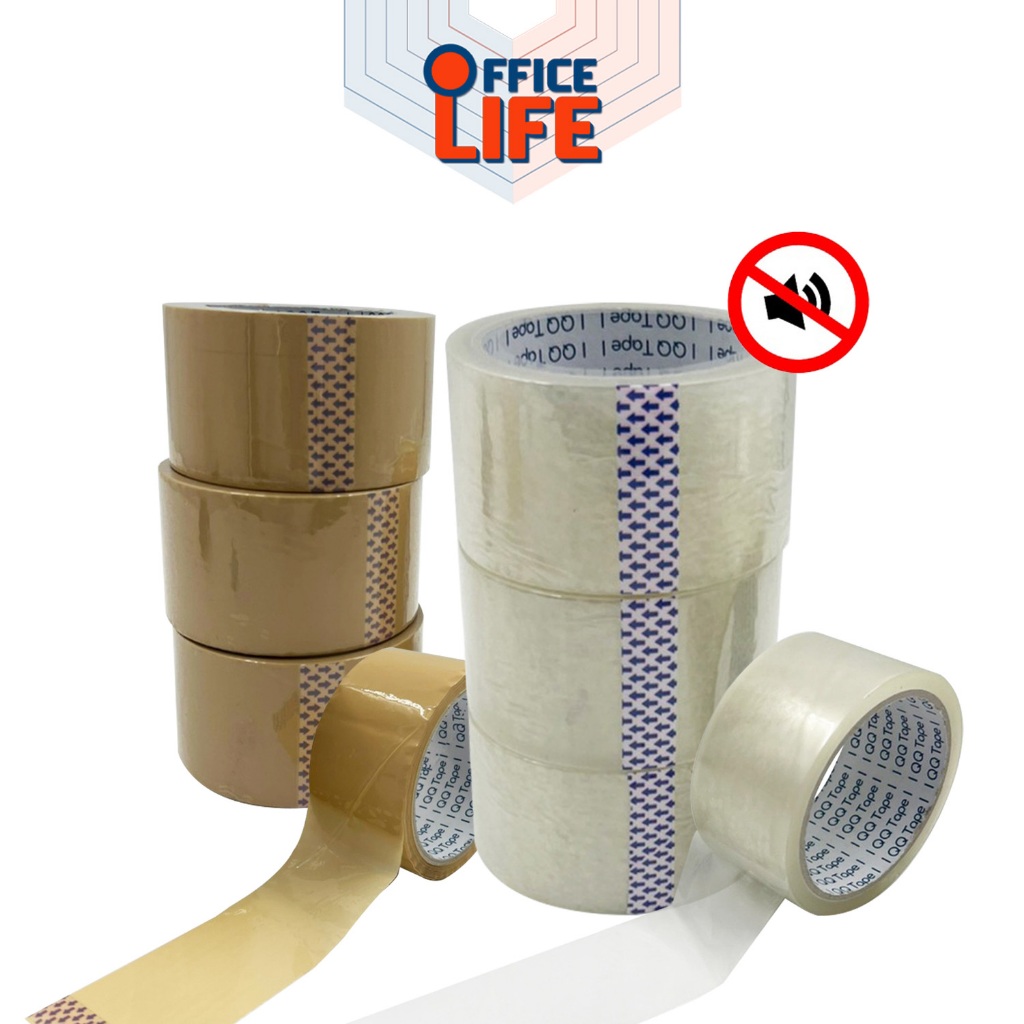 QQ Tape (คิวคิว) เทปใส OPP ปิดกล่อง เทปไร้เสียง 2 นิ้ว x 45 / 100 หลา (1 ม้วน)