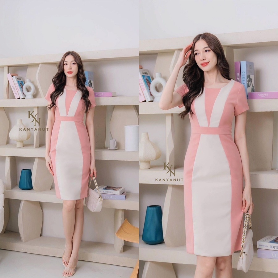 KANYANUT BRAND KN 0917 : Size S M L XL เดรสทำงาน เดรสออกงาน (เชคสินค้าก่อนกดสั่งซื้อจ้า)