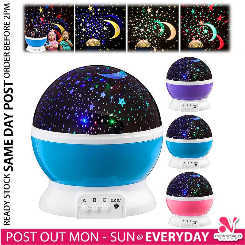 ไฟตกแต่งห้องโคมไฟข้างเตียงหมุนไฟ LED ไฟกลางคืนดาวท้องฟ้าฉายแสง Bedside lamp LED Starry Sky Projection Light