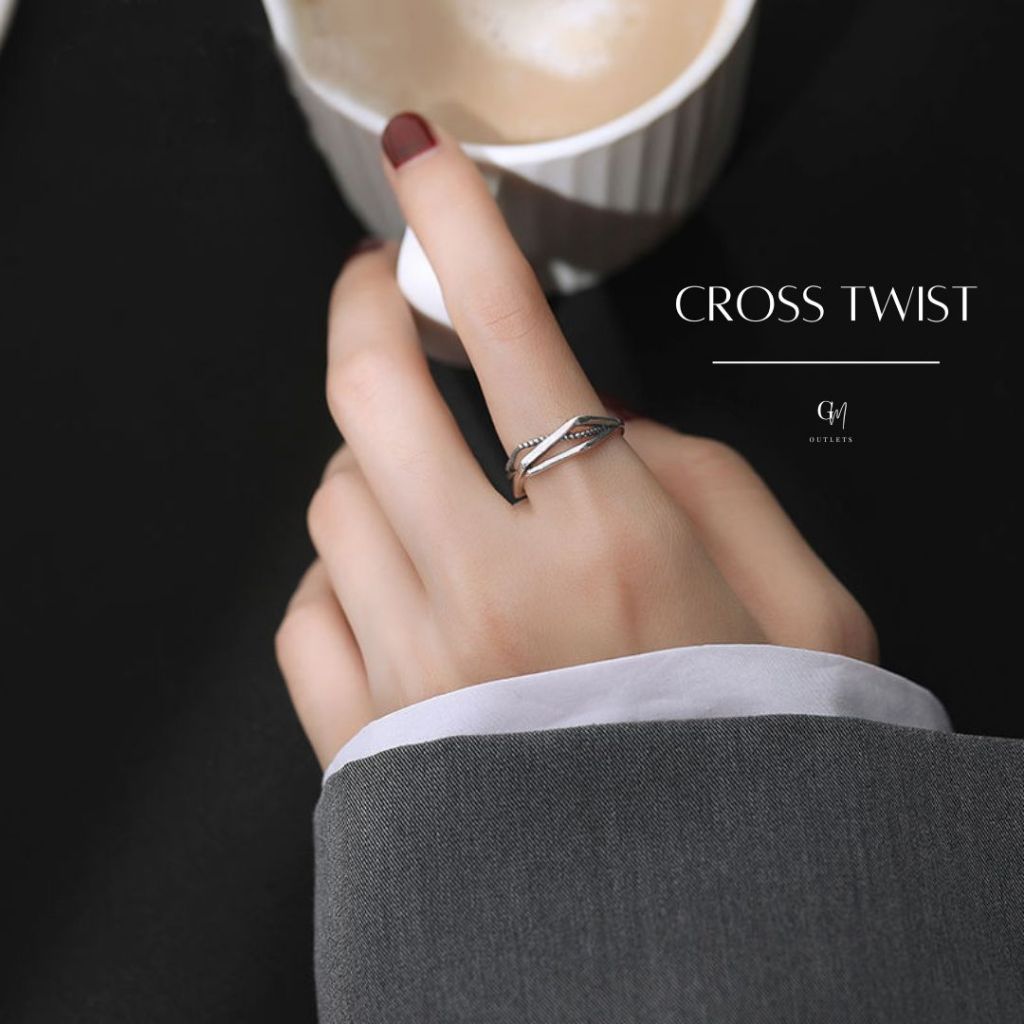 OUTLETS ล้างสต็อกจากโรงงานตรง แหวน Cross Twist Ring แหวนเงิน เเหวนแฟชั่น แหวนสวยๆ แหวน