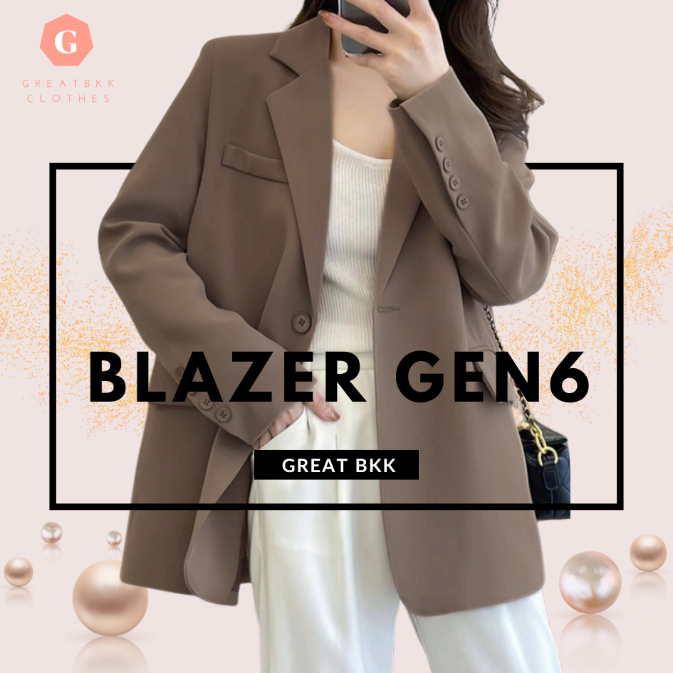 Premium เสื้อสูท เบลเซอร์ แขนยาว [ Blazer G. #6 ] ผ้าสูทแท้ อัดกาว เสริมบ่า ซับในทั้งตัว คัตติ้งเนียบ มีกระเป๋า