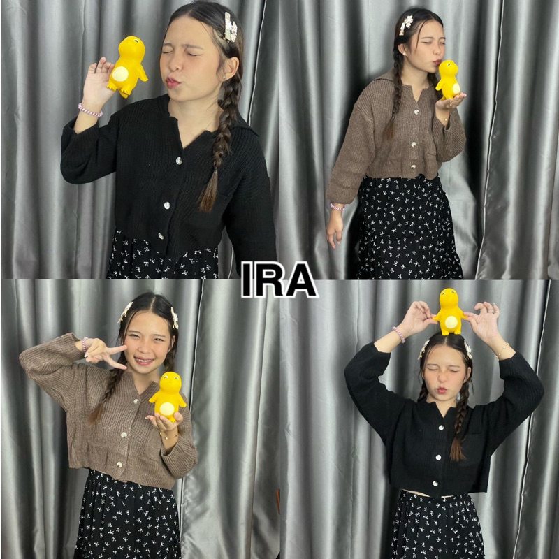 BY IRA (ZJ1016)เสื้อไหมพรมKnit มีกระเป๋าหน้าคอปก สีเอิร์ทโทนใส่สบาย ทรงสวย สไตล์มินิมอลสุดๆ