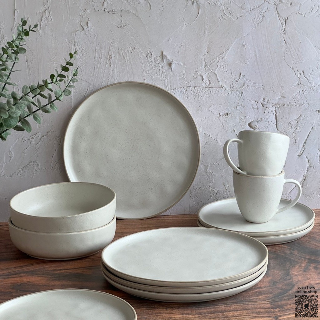 เซ็ตจานชามแก้ว เซรามิค เคลือบด้าน สามารถเข้าไมโครเวฟได้ สินค้าพร้อมส่ง - AT1CERAMIC