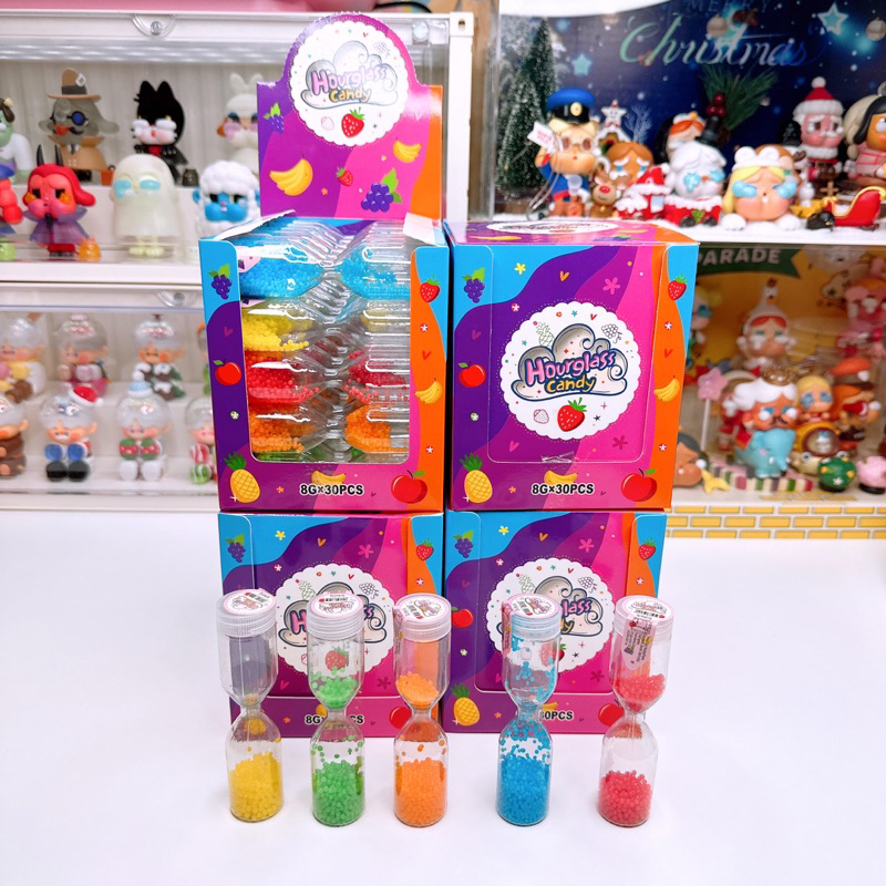 ลูกอมเกล็ดน้ำตาลนาฬิกาทราย รสผลไม้ 1 กล่อง 30 ชิ้น