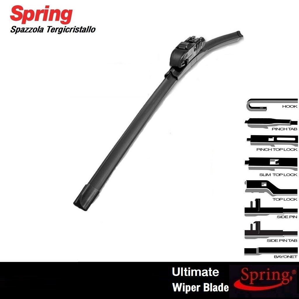 Spring ใบปัดน้ำฝนรถยนต์ ก้านซิลิโคน Wiper Blade Flameless (ราคา/ต่อชิ้น) +ข้อต่อ แบบ A HOOK