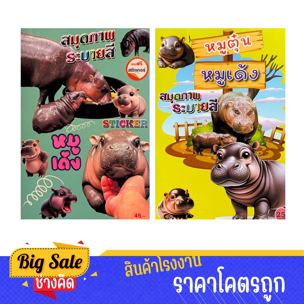 changkid สมุดระบายสี หมูเด้ง และผองเพื่อน ระบายสี สมุดภาพ ฝึกทักษะ และจินตนาการ กับ การ์ตูนน่ารัก