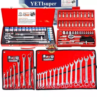 YETI ชุดบล็อก 24 ชิ้น+YETI ประแจแหวนข้างปากตาย+YETI แหวน 2 ข้าง+ชุดบล็อก 2หุน 46 ชิ้น ได้ 4 อย่าง คุณภาพเยอรมนี (ของแท้!