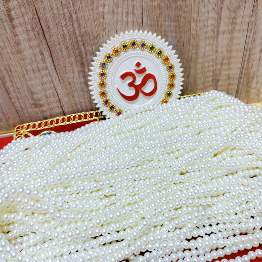 สร้อยลูกปัดมุก สีครีมมุก 6 มิล เล็ก ถวายแด่ เจ้าแม่กวนอิม สิ่งศักดิ์สิทธิ ทั้งปวง
