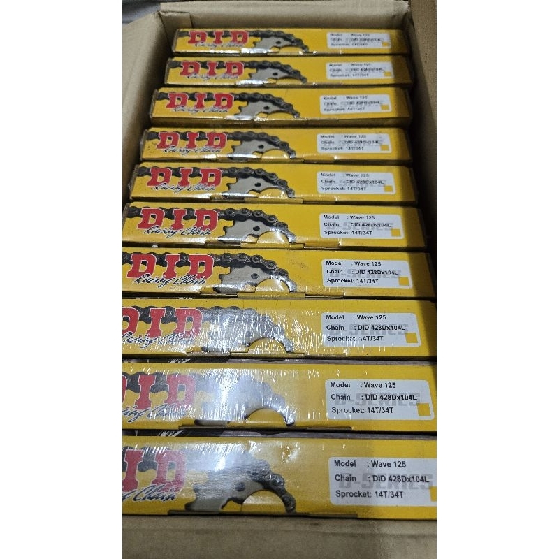 D.I.D โซ่​ WAVE​ 100,125  S X​ Z​ 125 ไอ​ สเตอร์​ หน้า+หลัง​ 428 ครบชุด​ของแท้​100%  ของใหม่ - รูปที่ 5