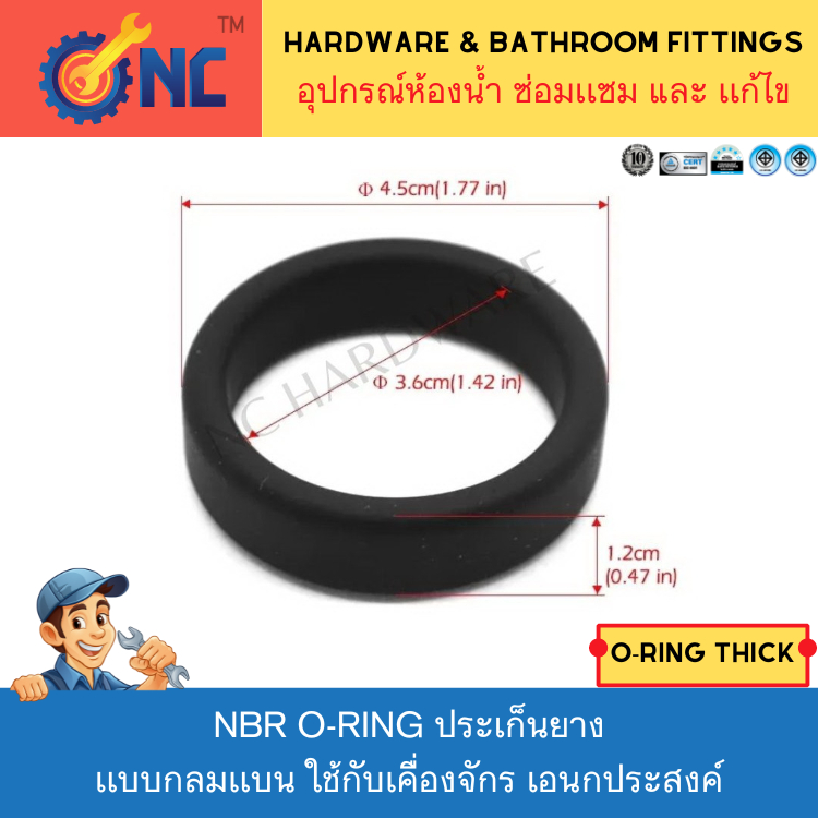 NC Hardware ประเก็นยาง O-Ring NBR เเบบกลมเเบน ใช้กับเคื่องจักร เอนกประสงค์ ห่วงวงล้อยาง อะไหล่ยาง
