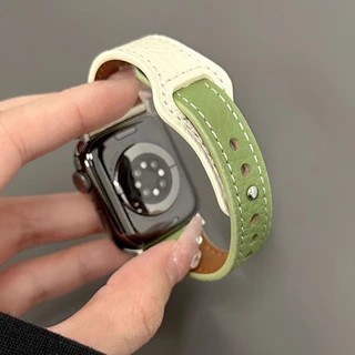 เล็บเดี่ยวสีทึบสายนาฬิกาหนังเหมาะสำหรับ iwatch11 10 9 8 7 6 5 4 3 SE 2 1 ultra 49mm46mm45mm44mm42mm41mm40mm38mm